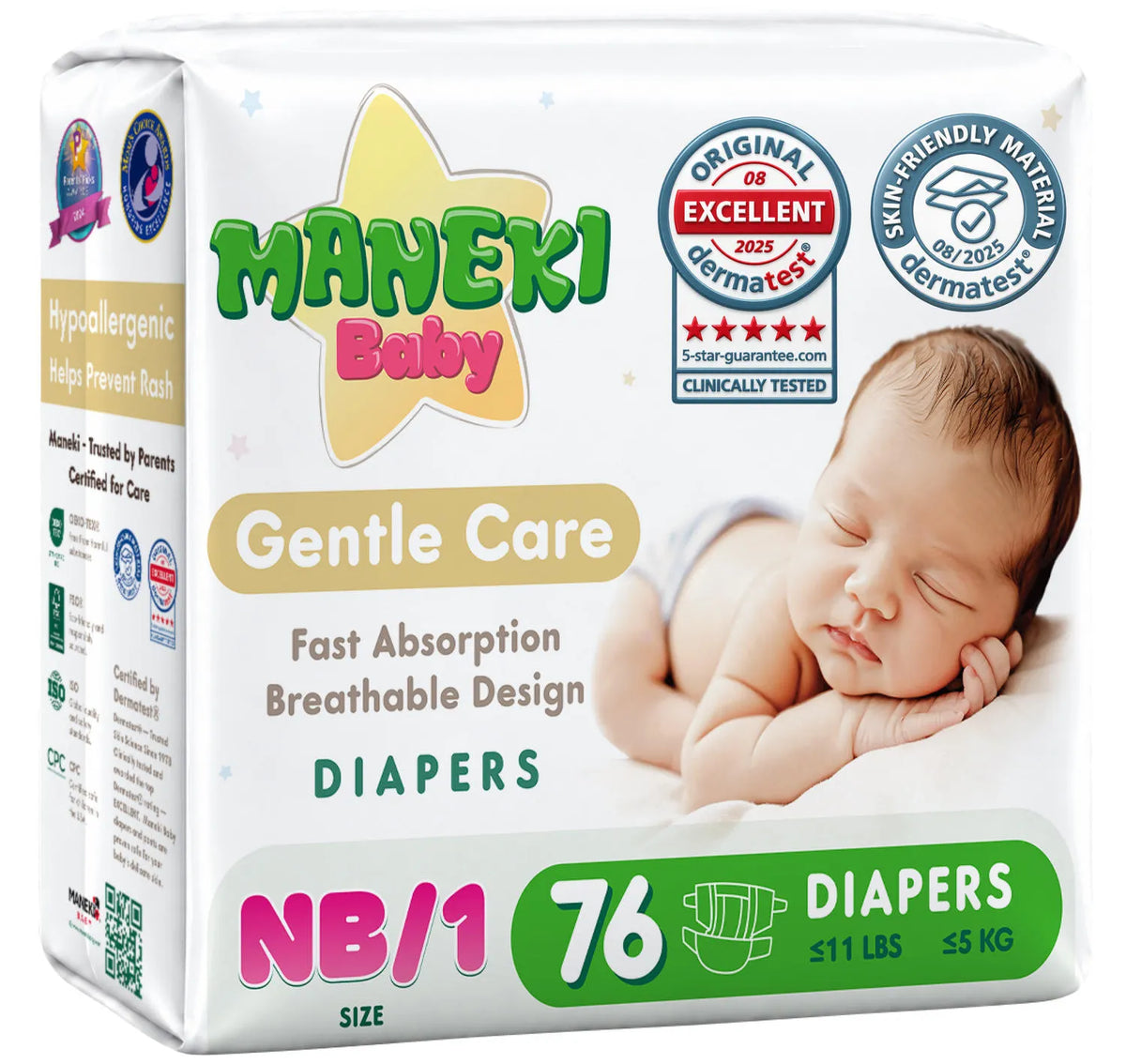 MANEKI Baby Diapers, Gentle to Skin, Super Absorbent