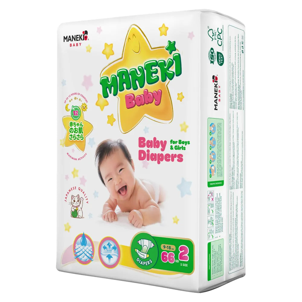 MANEKI Baby Diapers, Ultra-Thin, Super Absorbent, for Boys & Girls
